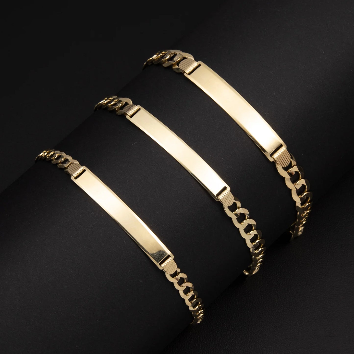 Men's Curb Link ID Bracelet 14K Yellow Gold